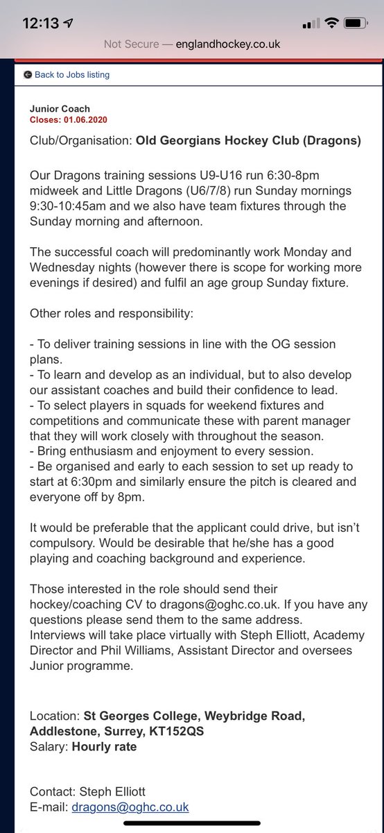 OG Dragons are looking for new coaches for next season to help inspire and develop our junior hockey players!! Please get in touch with Steph via dragons@oghc.co.uk if you’re interested! 
The advert/details are on the EH website🙃 
#inspiringthefuture #hockey #family #getinvolved