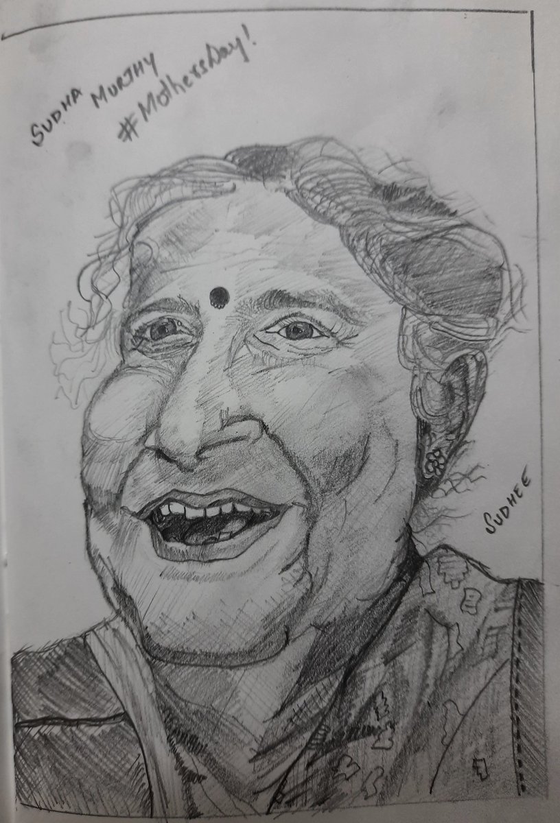 dvijah's tweet photo. #HappyMothersDay 
In our #digitalartlearning class on @Facebook group we practiced portrait of #SudhaMurthy for #MothersDay commemoration! She is #sudhaamma for many underprivileged, apt tribute! @Infosys
Personally, my portrait turned out to be #caricature instead of portrait https://t.co/dvLPP9h63d