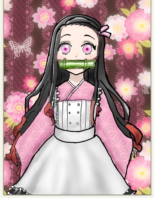 さらばさんがTwitterに投稿した竈門禰豆子(鬼滅の刃)のイラスト。