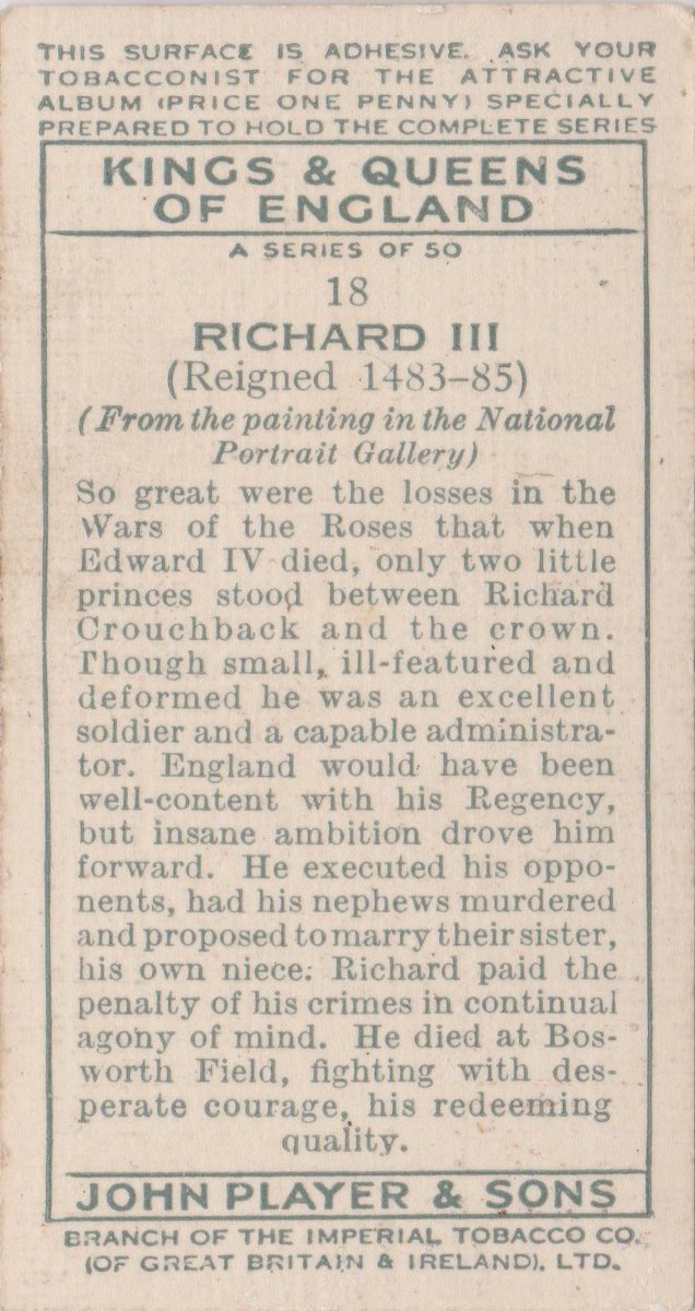 CardsPappy's tweet photo. Kings &amp; Queens of England - Richard III - https://t.co/eE2hNU5eVK - Born 2 October 1452 https://t.co/yfDCf9Ff42