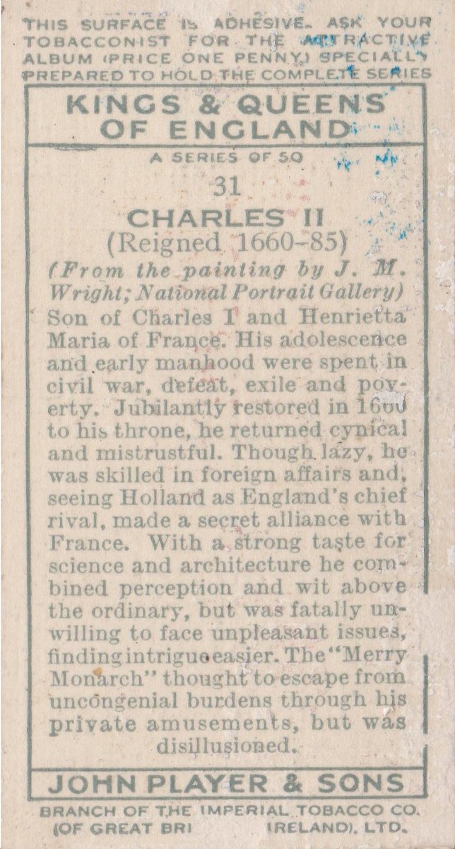 CardsPappy's tweet photo. Kings &amp; Queens of England - Charles II - https://t.co/HU63iAppUS - Born 29 May 1630 https://t.co/RcLraf0JBt