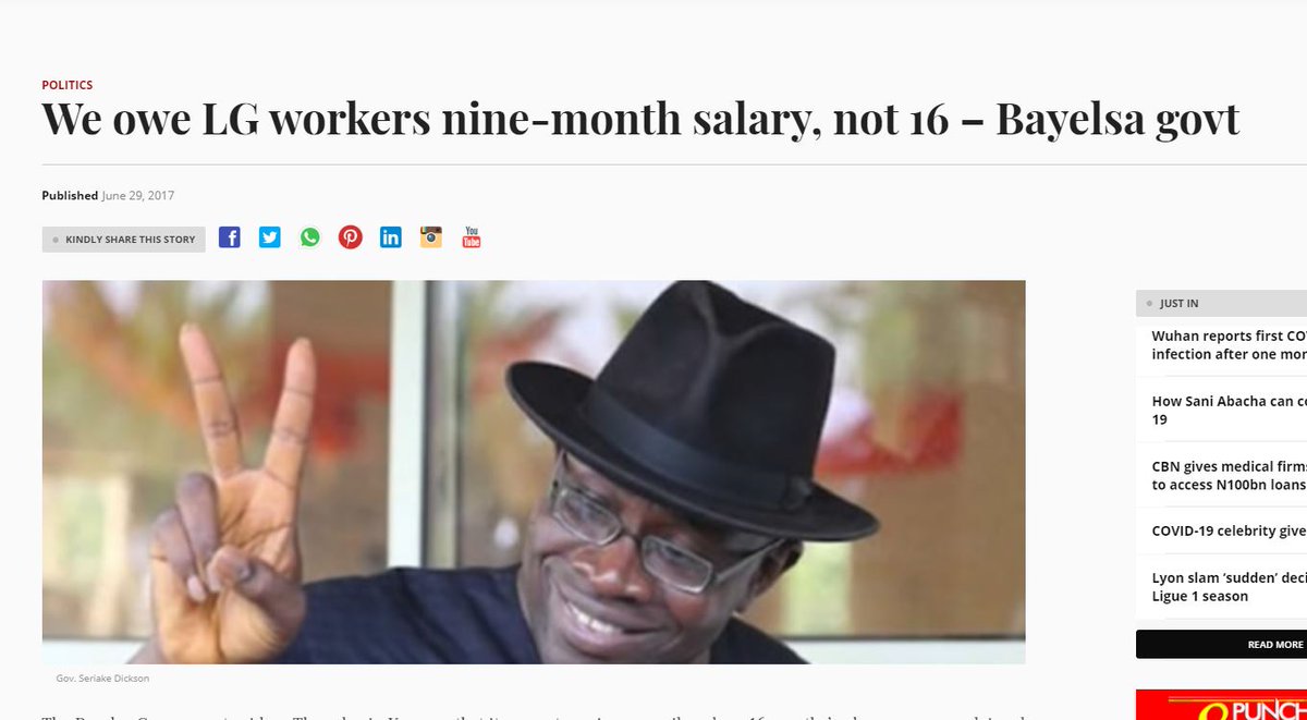Only Rauf Aregbesola owed salaries, don& #39;t tell me you didn& #39;t see the outpour of encomiums by pensioners and workers on Ortom and Ikpeazu in this last workers& #39; day for prompt payment of salaries and entitlements. It’s uncommon!