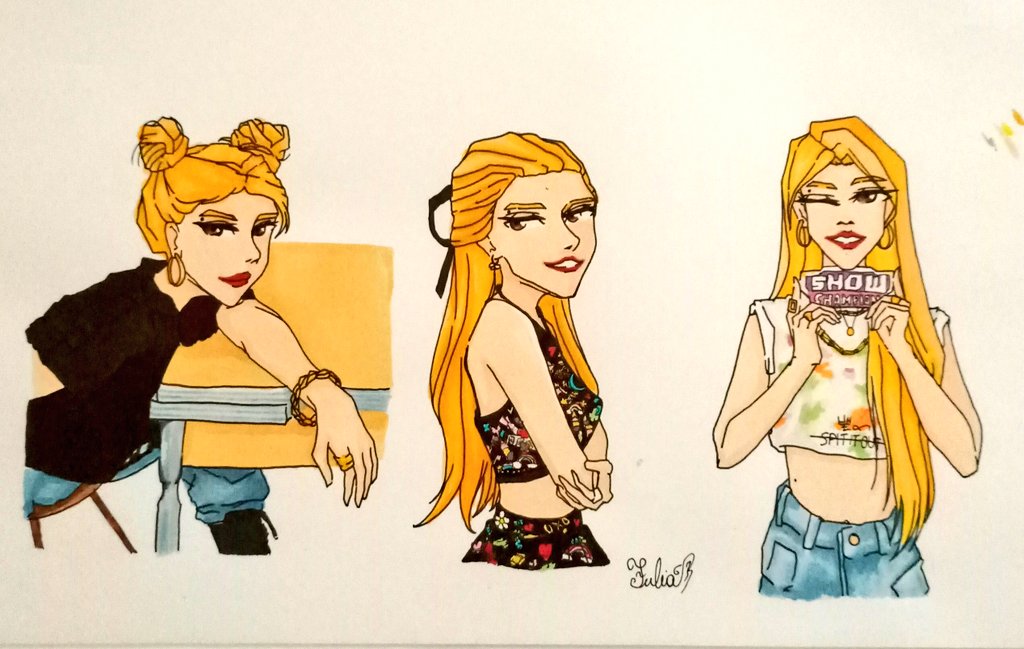 J_EmeraldSplash's tweet photo. Je suis tombé pour les Mamamoo ;-; ! #spit_is_out est genre SUPER COOL (et les outfits 🤩 ! Mon dieu magnifique !) Et euh j'avais besoin de dessiné Solar ;-; (manque plus que Hwasa !) #solar_spit_it_out #SOLAR #MAMAMOO #solarsido #fanart #drawing #draw https://t.co/L646hBLcJK