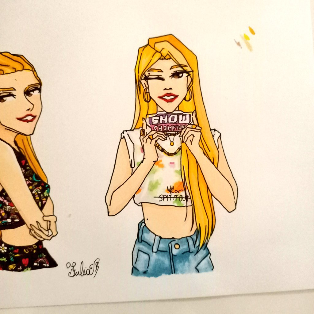 J_EmeraldSplash's tweet photo. Je suis tombé pour les Mamamoo ;-; ! #spit_is_out est genre SUPER COOL (et les outfits 🤩 ! Mon dieu magnifique !) Et euh j'avais besoin de dessiné Solar ;-; (manque plus que Hwasa !) #solar_spit_it_out #SOLAR #MAMAMOO #solarsido #fanart #drawing #draw https://t.co/L646hBLcJK