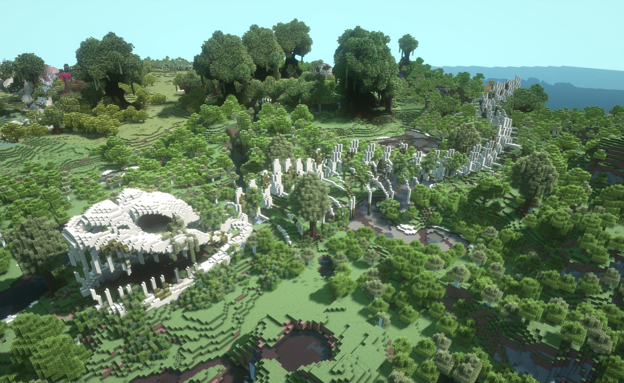 Pero マイクラ造形 Twitterren 大蛇の化石道をbslシェーダーで Minecraft マイクラ Dragonfossilland