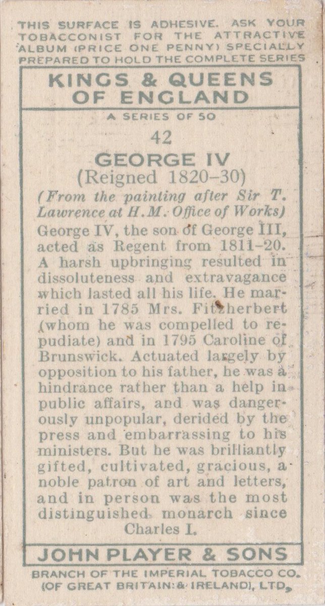 CardsPappy's tweet photo. Kings &amp; Queens of England - George IV - https://t.co/njrjcAr4Tf - Born 12 August 1762 https://t.co/WuUGN6E4d0