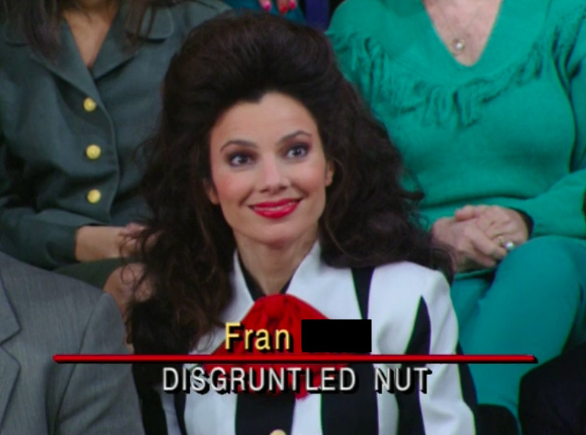 To all the fellow Frans out there: I collected some 'Fran' instances from  #TheNanny - here are some screencaps you can use in chats. You are very welcome. 1/7
