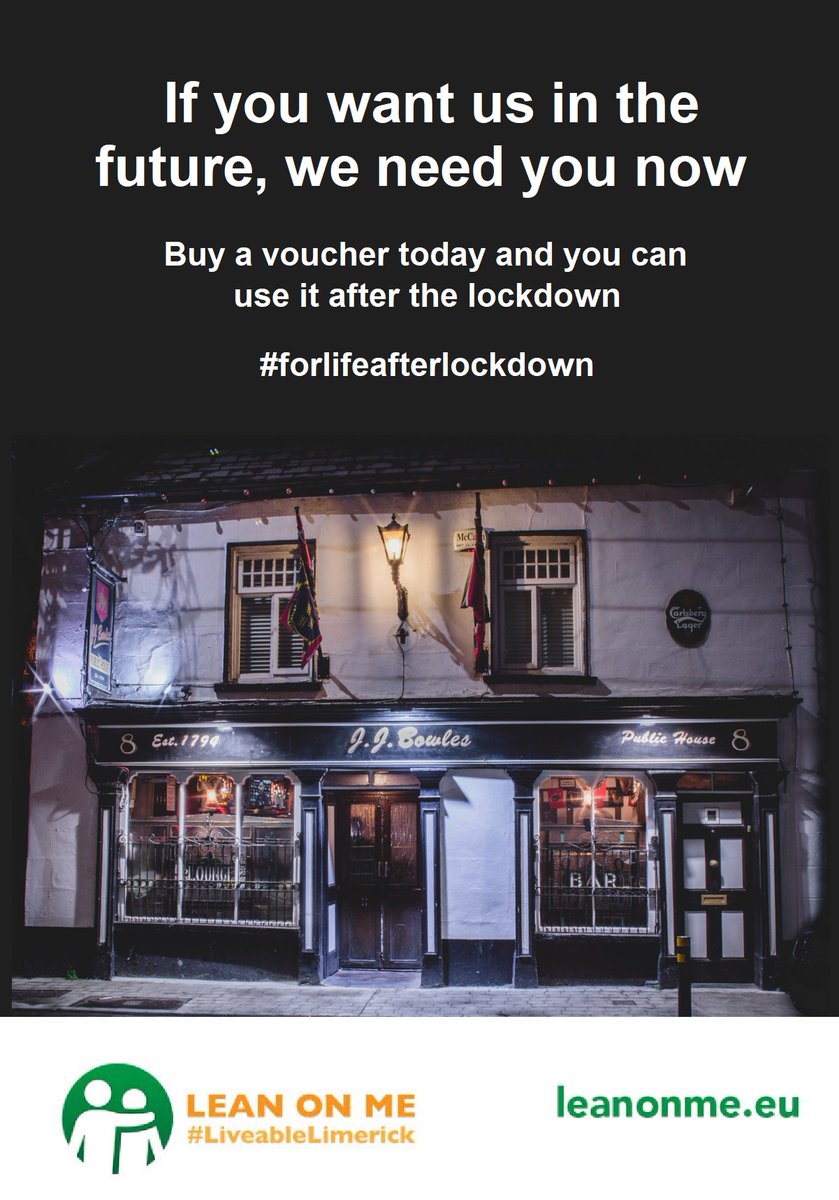 jjbowlespub's tweet photo. @A2Architects @gavinmccarthy @EnglishDaire @Conor_HM @GeraghtyTrish @AilishDrake @tpmoylan @conor_hourigan @MiAdStanley We're involved with the Limerick #leanonme initiative.
Follow the link to get your orders in for #forlifeafterlockdown: πΊπΊπΊ
https://t.co/Jaq3UlKYdJ https://t.co/SXT3SHcT0i
