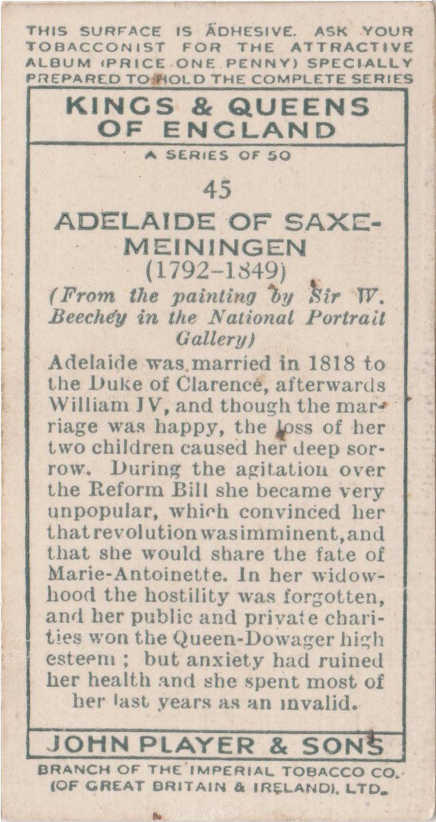 CardsPappy's tweet photo. Kings &amp; Queens of England - Adelaide of Saxe-Meininge - https://t.co/qAVXiytIOd - Born 13 August 1792 https://t.co/Yu4WwfY5Sw