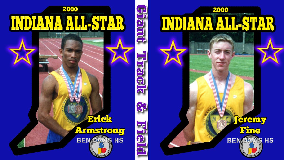 Honoring the Ben Davis Trackmen who became Indiana All-Stars!
In 2000, The Giants were team State Runner-up!
2000 Erick Armstrong - sprints and relays
2000 Jeremy Fine - mid-distance