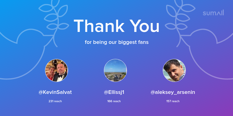 Our biggest fans this week: KevinSalvat, Ellissj1, aleksey_arsenin. Thank you! via sumall.com/thankyou?utm_s…