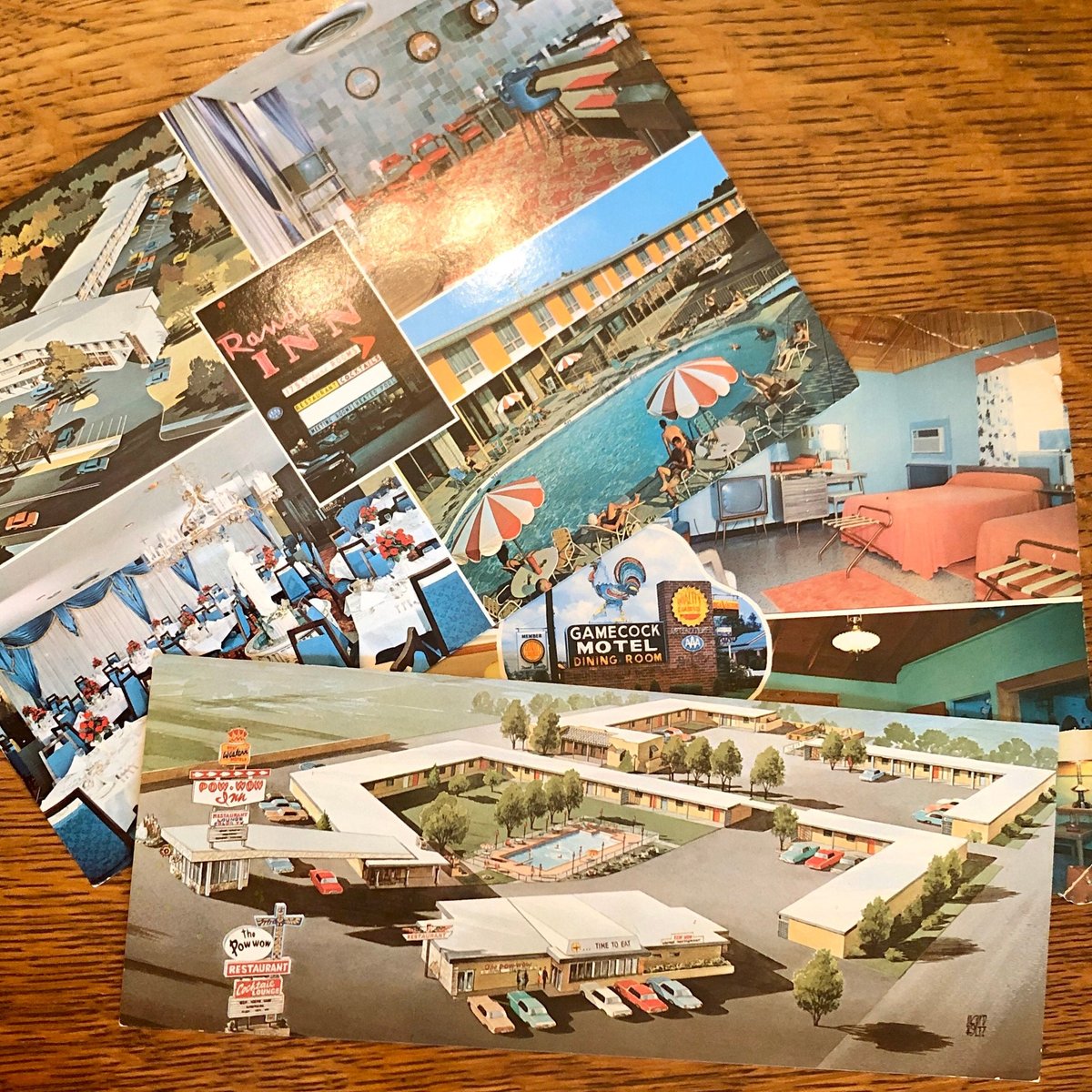 ZendingMachine1's tweet photo. Road trip in my #etsy shop: Giant Motel Motor Hotel Postcards Route 66 Pow Wow Inn Tucumcari New Mexico South Bend Indiana Gamecock Santee South Carolina Vintage Travel https://t.co/8ZphoTOGQg #fathersday #midcentury #travelpostcard #route66 #motorlodge https://t.co/IBd6Nhukf1
