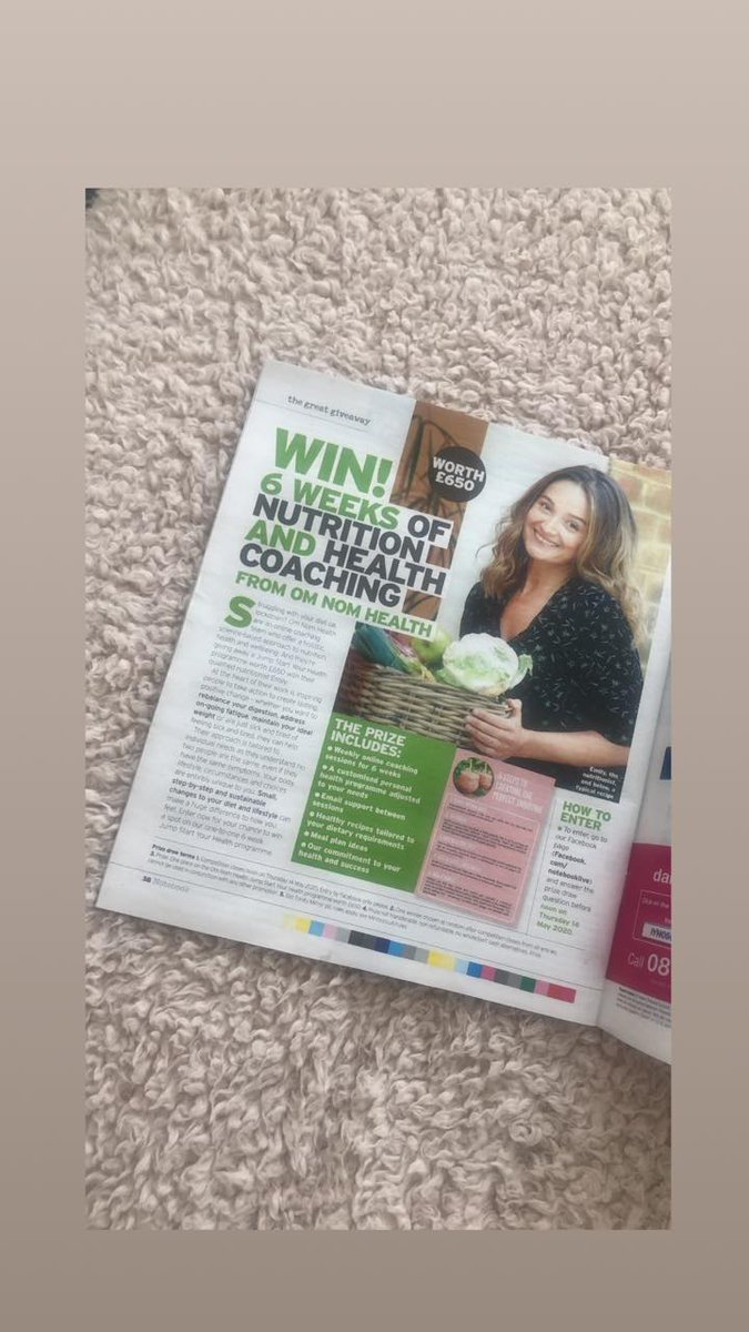 If you grab a copy of The Sunday Mirror today then you might be able to spot little old me in The Notebook Magazine! I’m currently running a competition for a chance to win 6 sessions of nutrition and health coaching with Om Nom Health.