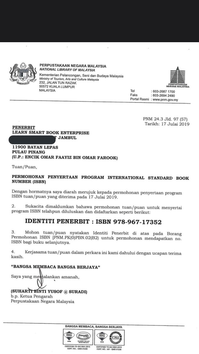 Lepas dah email borang tu, btw borang tu kena email sekali dengan kulit buku dengan isi kandungan buku. Dalam borang tu kena tulis bila estimation publish, kalau tak dpt estimation time kena inform dorg tak kalau kena penalti. So lepas dorg dah approve. Korang akan dapat email ni