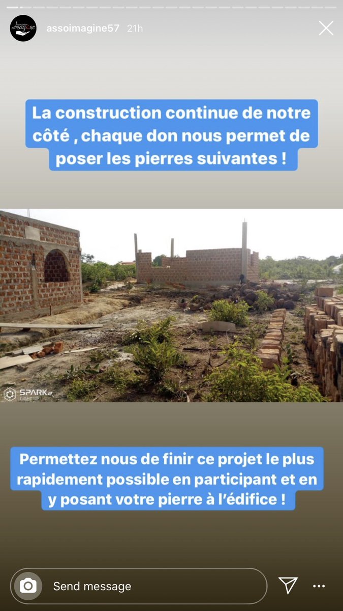 - Construction d’un orphelinat en Guinée par l’association Imagine (assoimagine57 sur IG).Le Prophète ﷺ a dit: « Nous serons dans le paradis moi et celui qui s'occupe de l'orphelin comme cela » et il fit un signe avec l'index et le majeur.  https://www.helloasso.com/associations/-imagine/collectes/construction-d-un-orphelinat