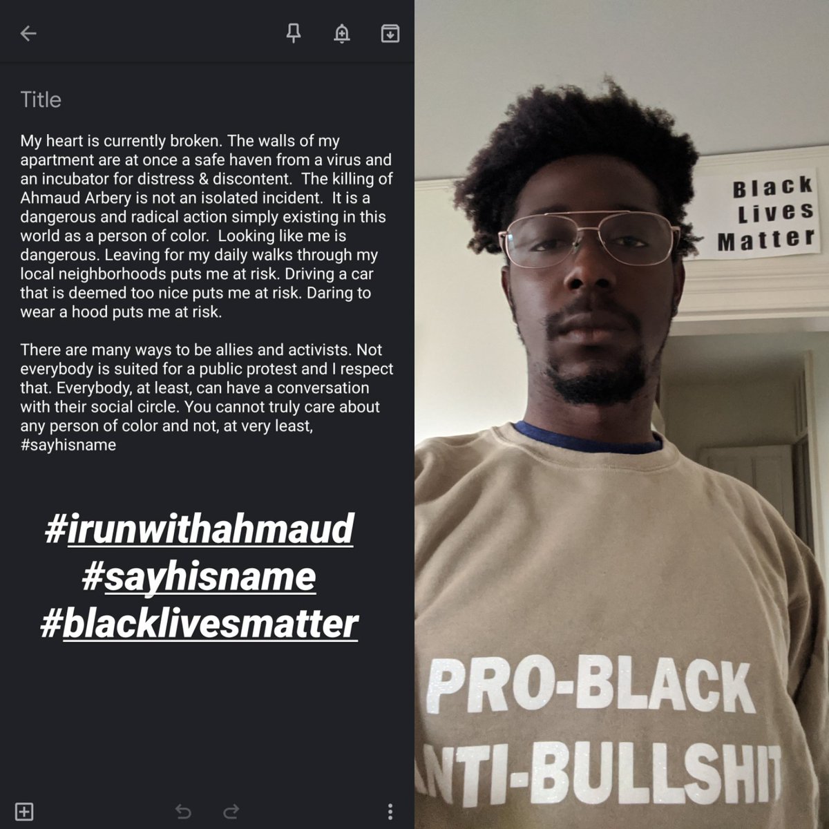 SignorSage's tweet photo. #IRunwithAhmaud #BlackLivesMatter #sayhisname https://t.co/487zIfVL6D