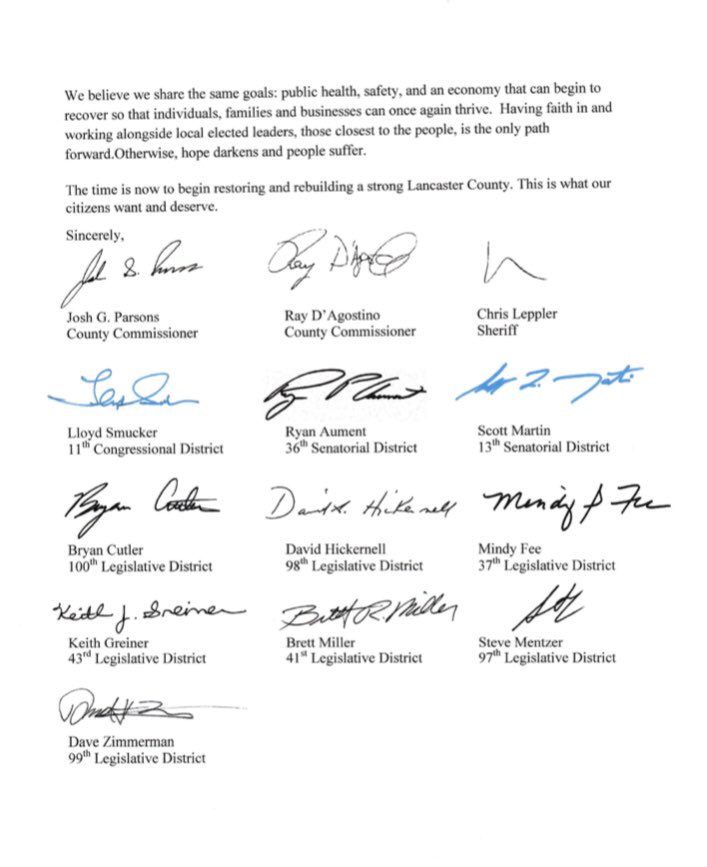 CommissionerJP's tweet photo. Please read and share this letter from Lancaster County elected officials to the Governor! https://t.co/coqROoXpQH