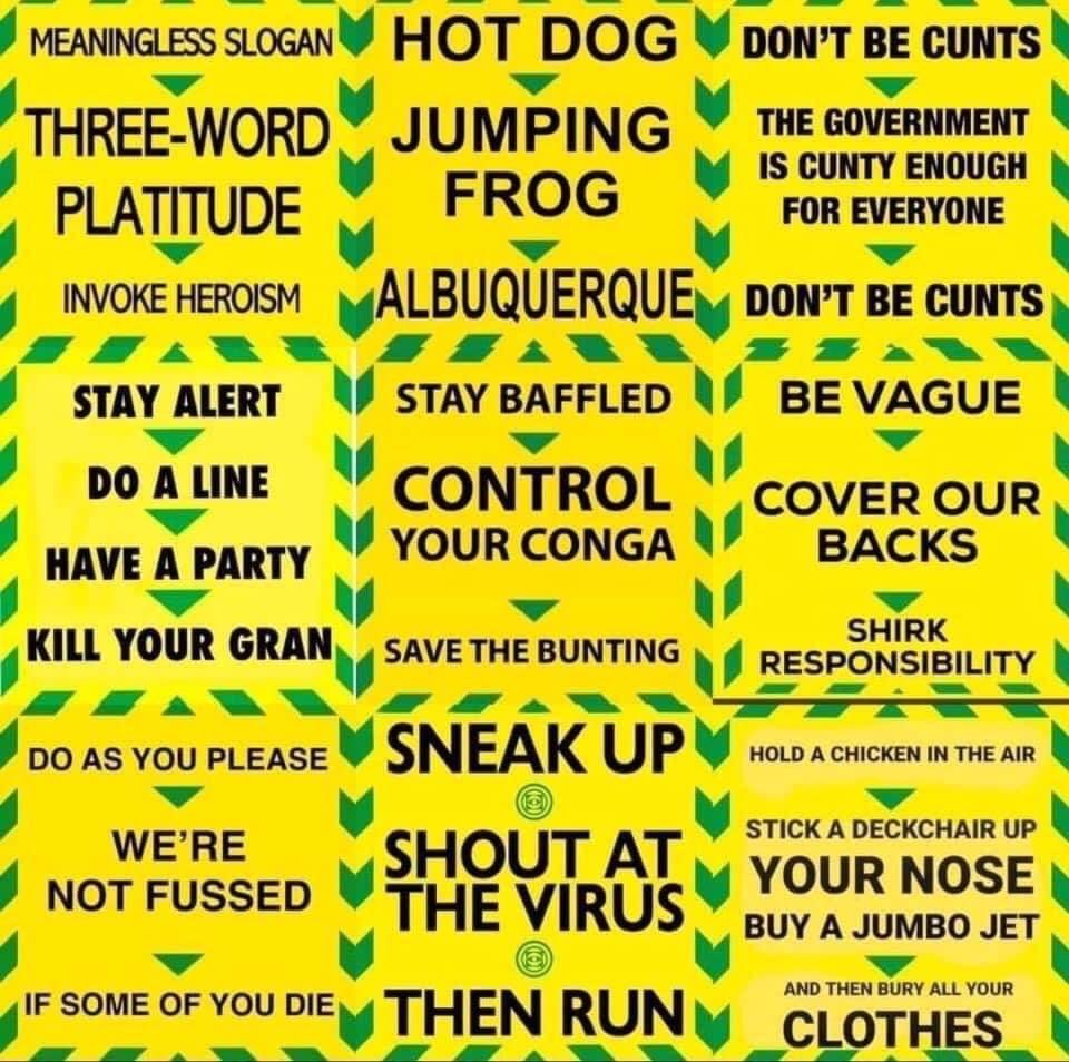 spaceangel1964's tweet photo. In an attempt to appeal to all, Boris Johnson will reveal a number of alternative messages in his address to the nation. #StayAlert is just one of many - folk are at liberty to follow which one they fancy. #BorisHasFailed https://t.co/iMUkz6TLlQ