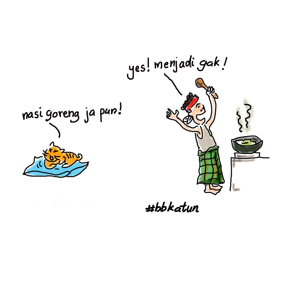 bbkatuns's tweet photo. Day 14: My 'date' in the kitchen this MCO. Oren wants me to cook dishes and all but everytime I do so ada je dia komen ingat aku tak tau! 😼😼😼 
@klsketchnation #klsketchnation #bbkatun https://t.co/xpUkNT0Jk2