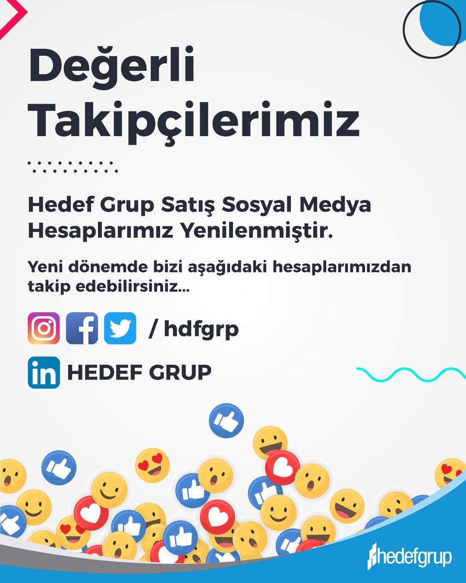 Hedef Grup Satış Sosyal Medya Hesaplarımız Yenilenmiştir. 

Yeni dönemde bizi aşağıdaki hesaplarımızdan takip edebilirsiniz...

#hedefgrup #hedef #sosyalmedya #social