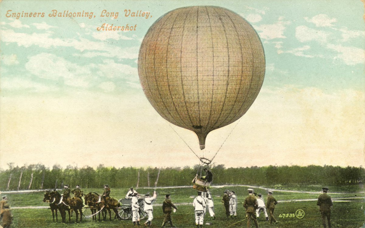 (7/14) across Salisbury Plain, but from a balloon tethered close to Stonehenge. Military balloon flights were mostly tethered - balloons lose their reconnaissance value when you let them go. This 1906 postcard gives an idea of what would have been happening on the ground.