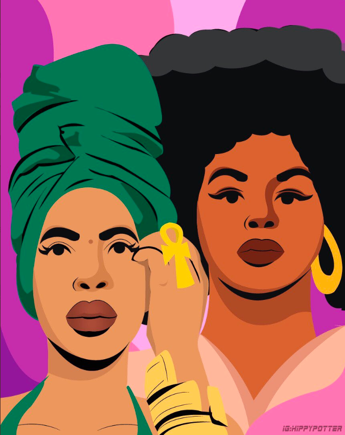 BellingerLindz's tweet photo. "It was the most wholesome thing I’ve witnessed in a long time - and I teach at a kindergarten." #musicloveonig ~This article!🥰 https://t.co/dYWyvJoiFf Words: @BlerdU Artwork: @ItsHippyPotter #ErykahBaduvsJillScott #Verzuz #lessbattlemoresisterhood @fatbellybella @missjillscott https://t.co/ZF8lPqyTwp