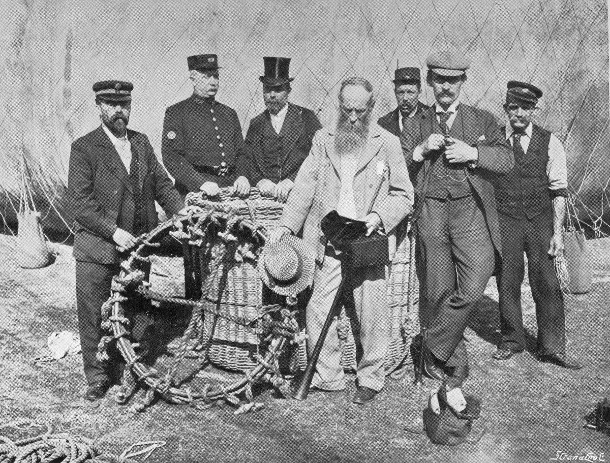 (11/14) In the summer of 1900, frequent flyer Rev John Mackenzie Bacon (seen below on another occasion, holding his hat and camera) flew in a free balloon across Salisbury Plain for reasons too complicated to go into here. While flying over Stonehenge he decided to attempt a