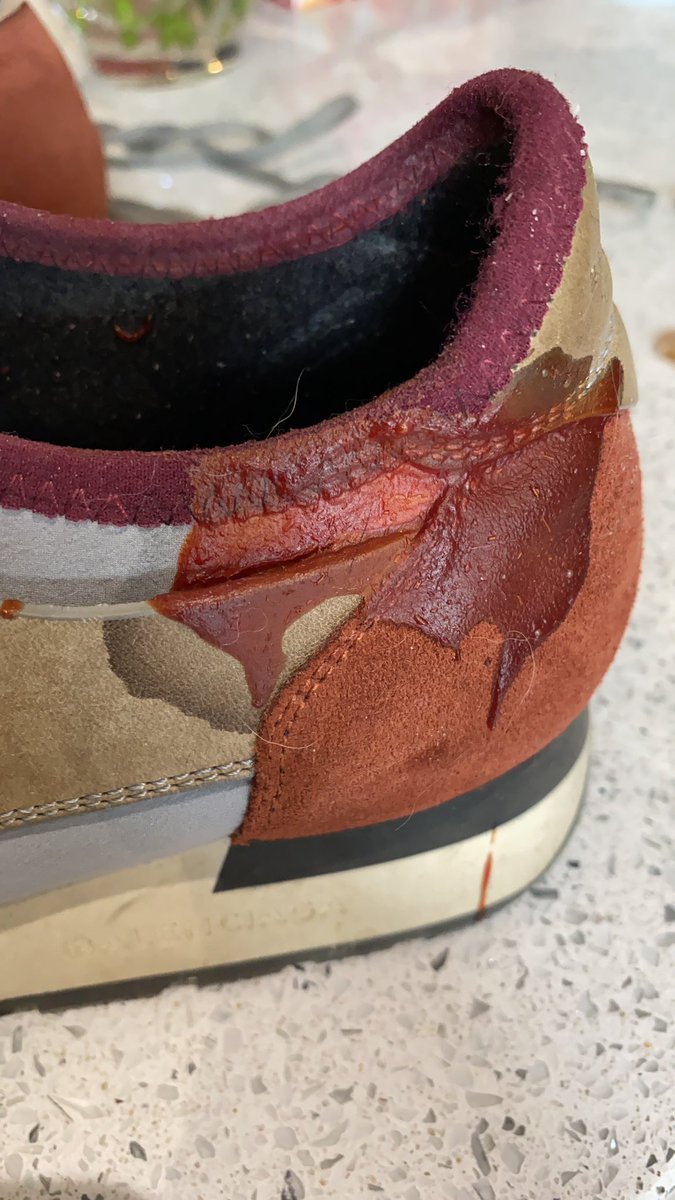 LegsSalem's tweet photo. When my niece drops a hotdog on your first ever pair of @BALENCIAGA trainers and doesn’t mention it #gutted #RIPRunners 😨😩 https://t.co/2cqWeGpnsD