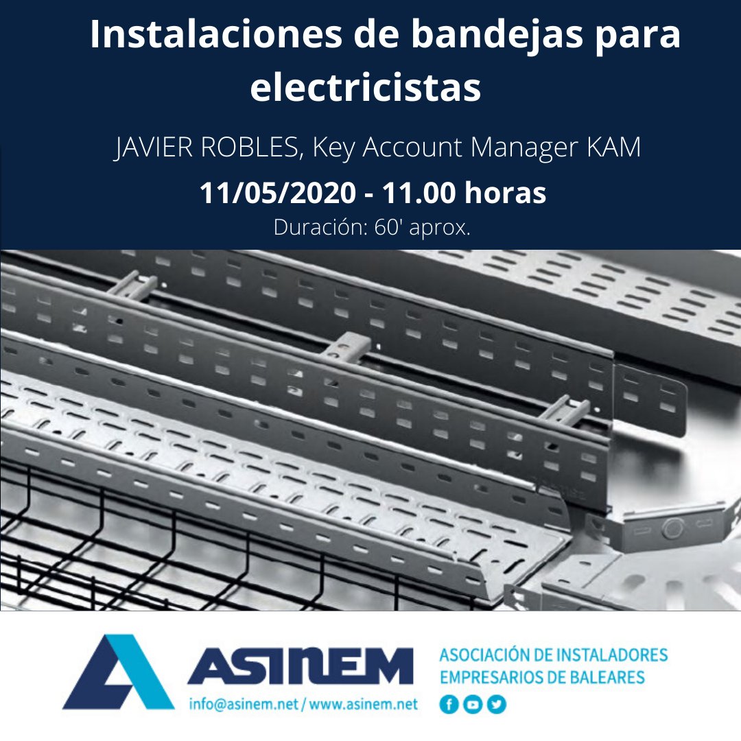 Mañana a partir de las 11.00h. te esperamos con <a href="/SPIT_es/">SPIT Paslode España</a> para hablar de:
📌Instalación de bandejas para electricistas
📆 11/05 a las 11.00h
🖍️ forms.gle/2pMSej85wXnRNR…

#ASINEMOnLine #JuntosCreamosSector
