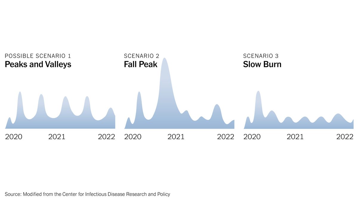 An analysis from the University of Minnesota describes three possible scenarios for the future of the pandemic.  http://nyti.ms/2Lcyr4y 