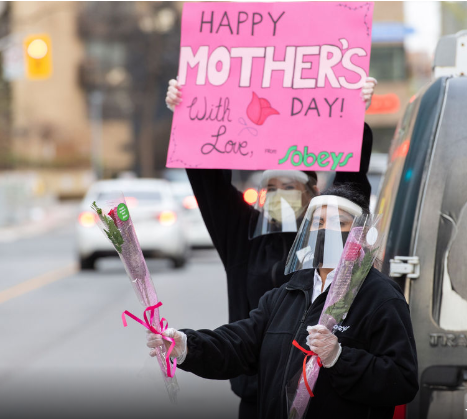 caught on camera! <a href="/sobeys/">Sobeys</a> social distance -  delivering flowers to essential workers for Mother's Day <a href="/SickKidsNews/">The Hospital for Sick Children (SickKids)</a>  Happy Mother's Day Everyone!