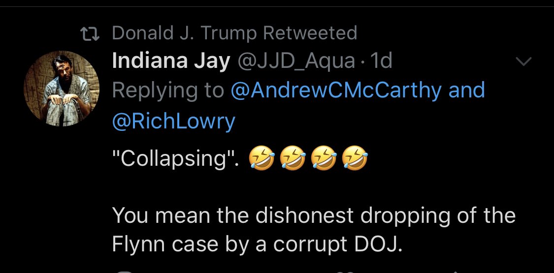 Trump is so dense he retweeted a reply he misread that (accurately!) describes Bill Barr’s DOJ as “corrupt.” Unbelievable, and the account he retweeted is baffled by it.