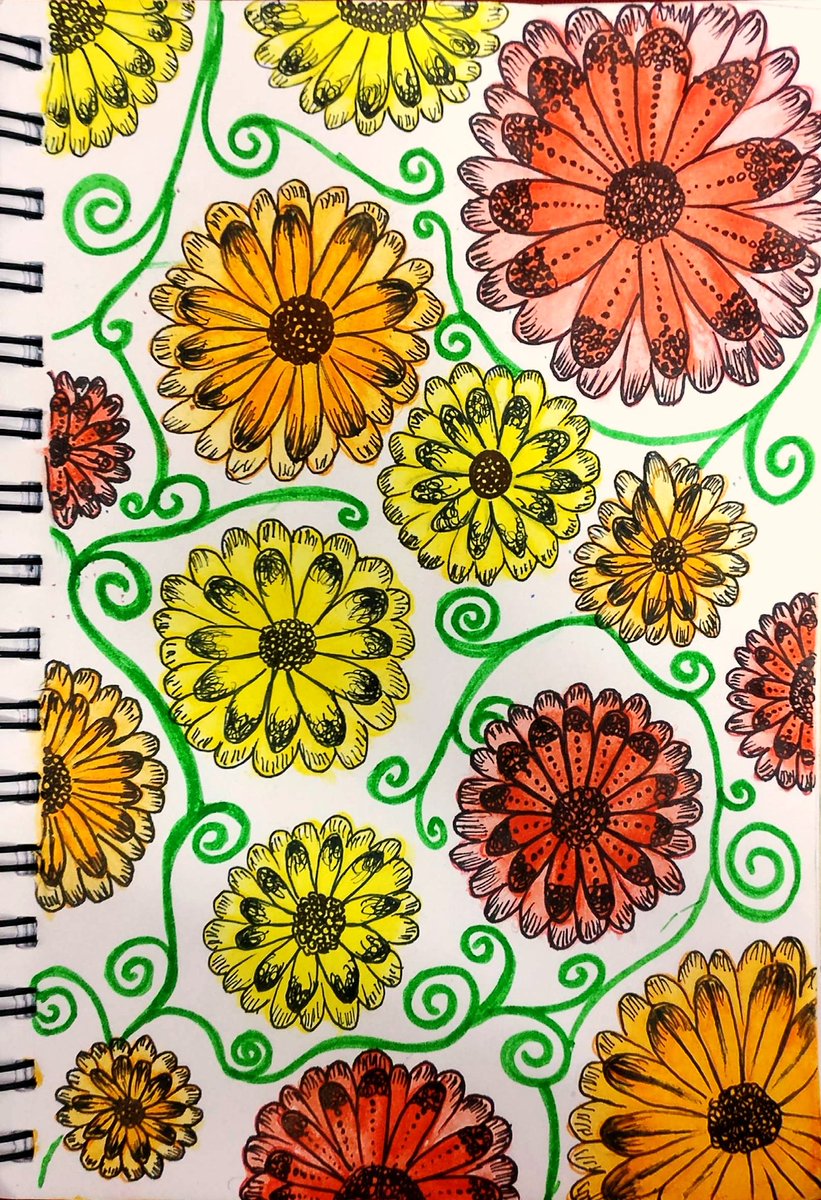 I made a drawing yesterday that I hated too much to post to this thread; so much that I got very suicidal.Today is a revival attempt, an attempt to stay in bloom one more day.  @meh_ugh_meh thank you for making me think of flowers today.10.05.20