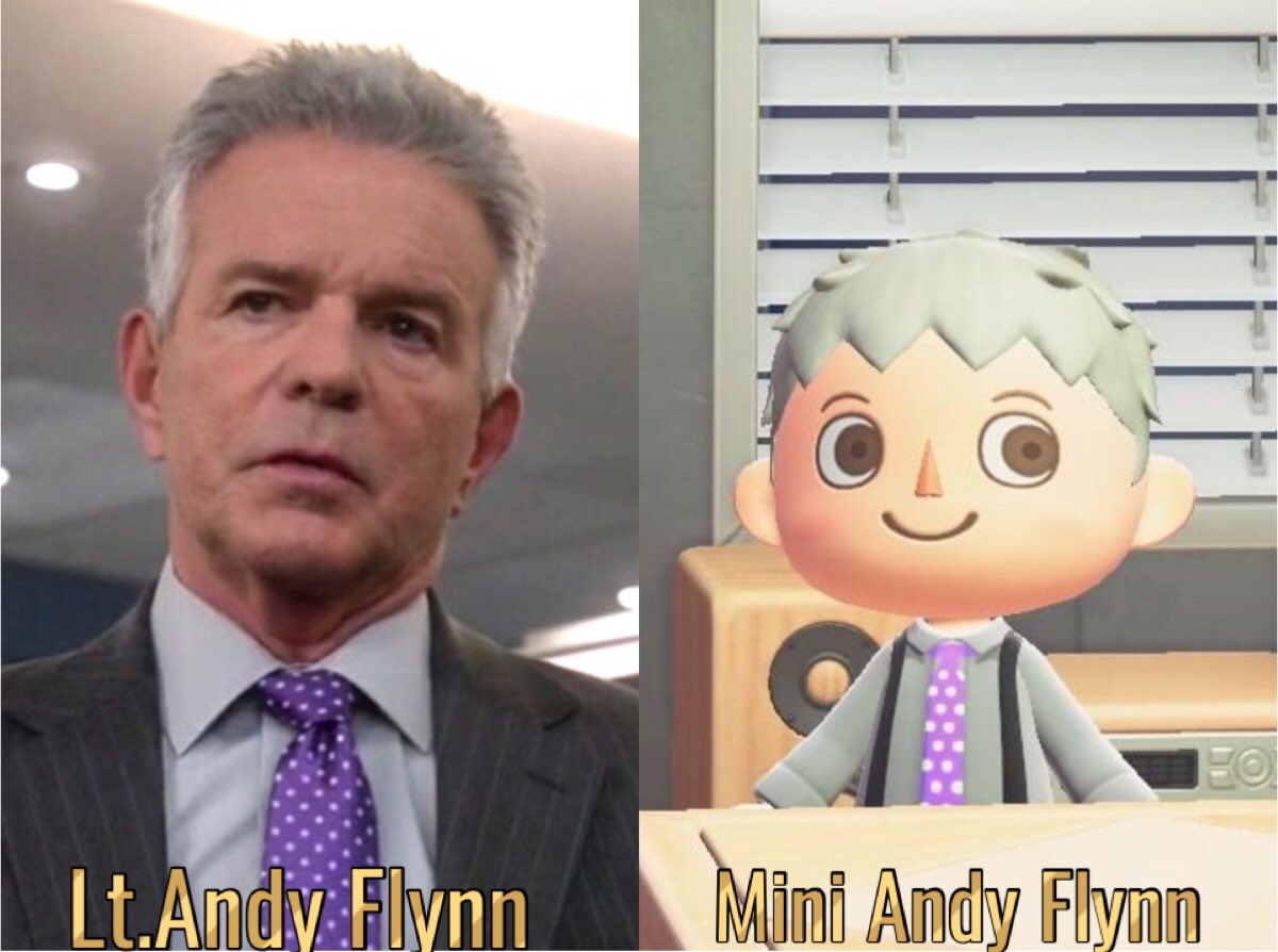 elaine03162002's tweet image. Lt. Andy Flynn &amp;amp; Mini Andy Flynn both in purple 💜💜 Both are classy #AninalCrossing #TonyDenison #GQStyle