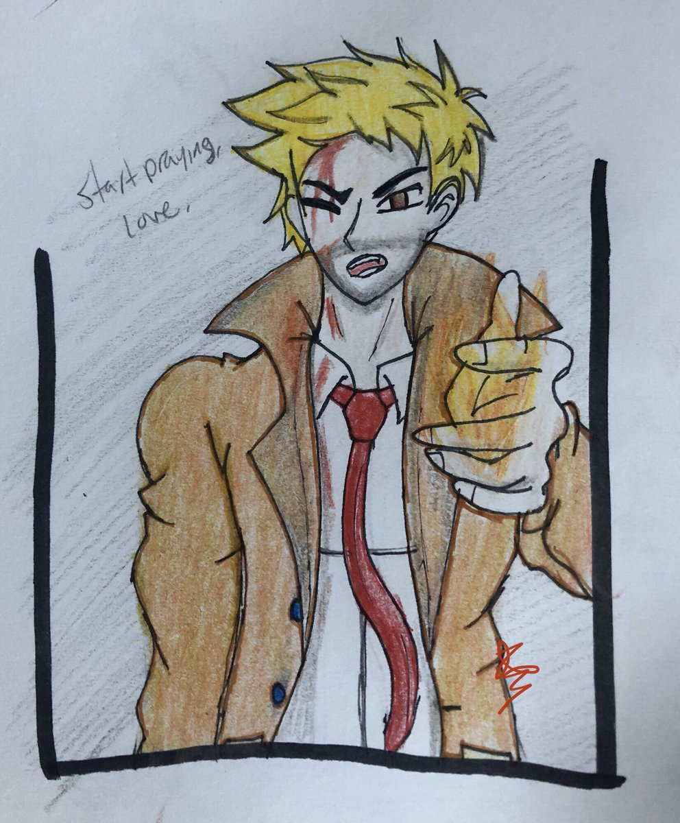 Ghost1lover's tweet photo. I doodled a Constantine pix 😝 I did a terrible job at his hair. Plus I tired to add fire to his hand but it didn't turn out so well 😓 I might redo this pix later. 
❗️Don't steal or claim as ur own❗️
#Constantine https://t.co/rki0eHYUDE