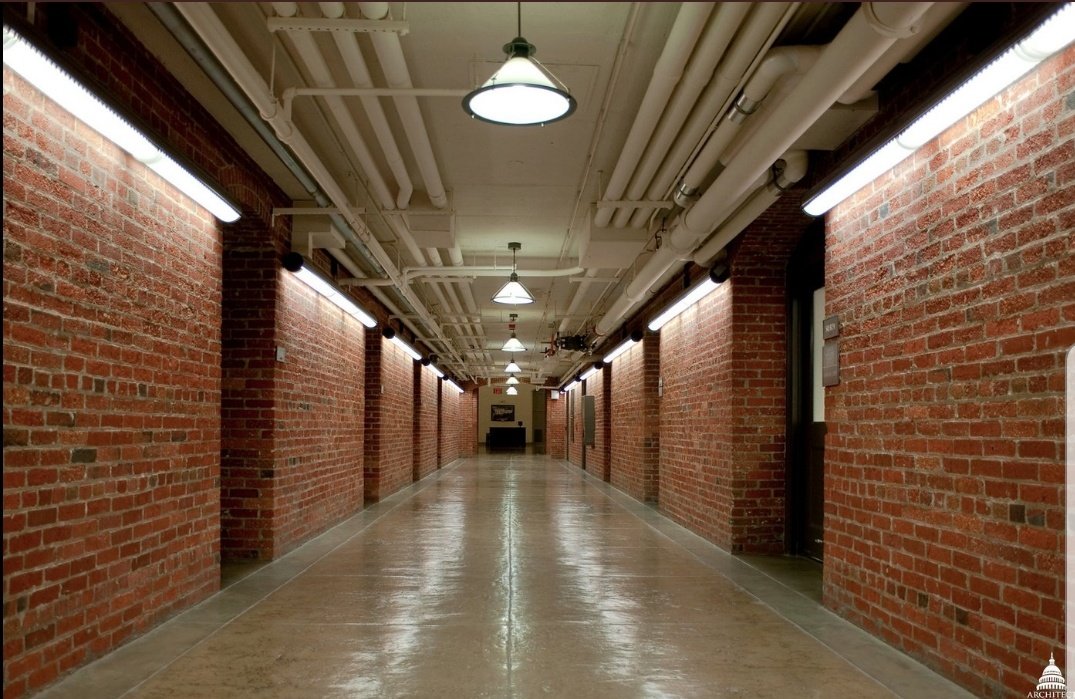 Here is the basement corridor in the Capitol Building, this is where she originally said Biden assaulted her.There are doors lining the corridor and foot traffic, including police officers, coming and going during business hours.You can see from end to end.