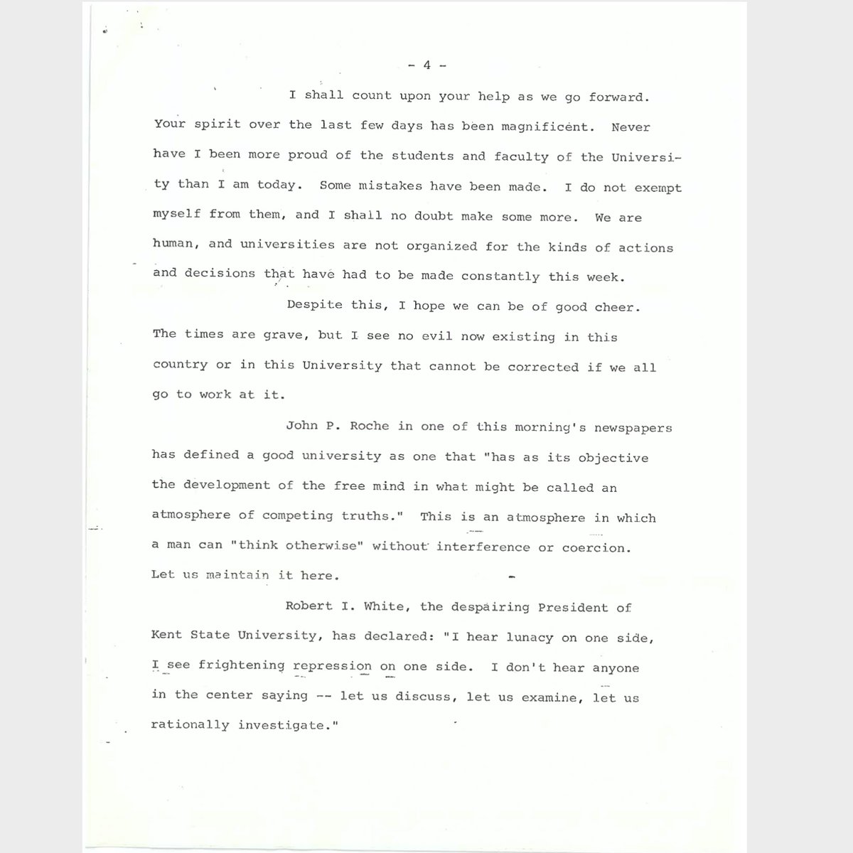 The first few pages from copy of Shannon's speech from the Papers Concerning the UVA Strike Committee (a great May Strike collection aggregated by Atcheson Hench):  https://search.lib.virginia.edu/catalog/u4235564