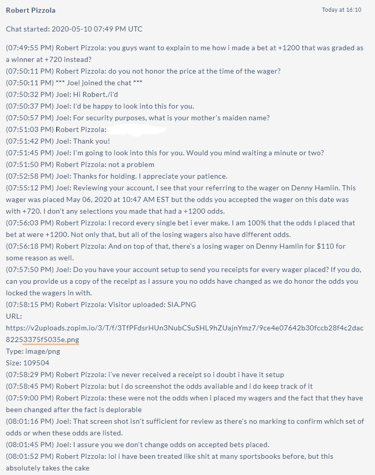 Long story short, they actually changed the odds on my wagers when they went to settle the bets. Here are the interactions that I had with their customer service team today (who btw, I don't consider to be at fault) (2/5):