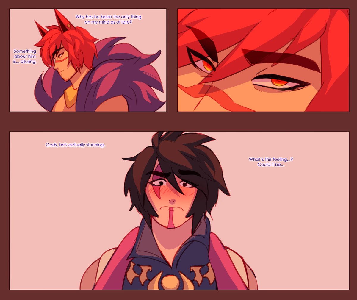 First is unrelated to the rest but basically, I've had this comic idea for a while now and despite it being a single page, I finally got around to finalizing it. Things branched off a bit and it turned into an AU of sorts.
#settphel #sett #aphelios 