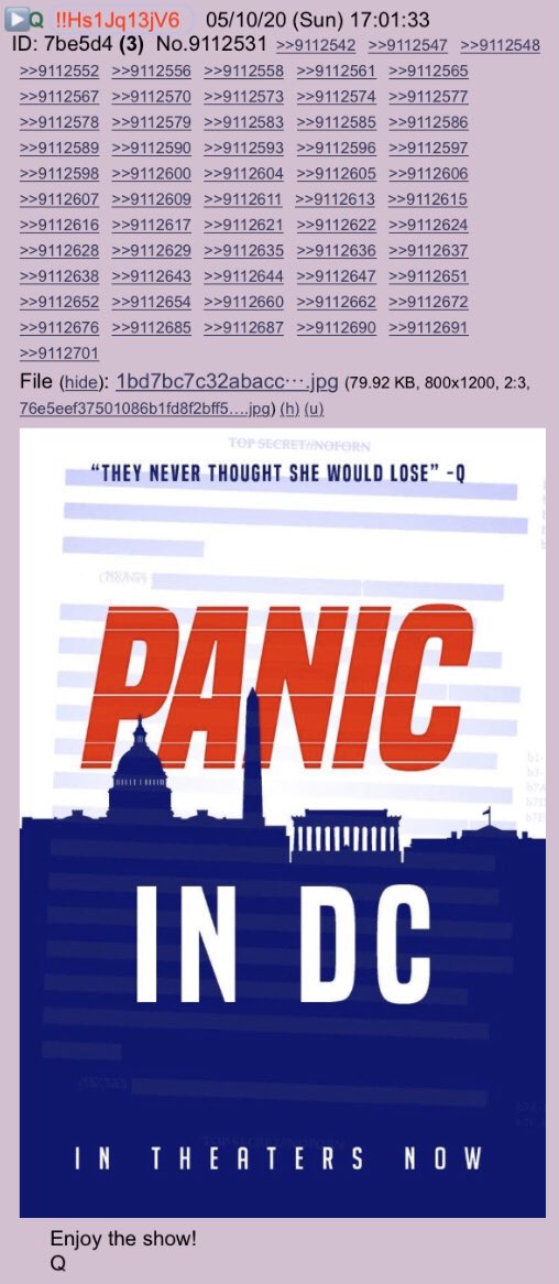 !!NEW Q - 4201!!17:01:33 EST PANIC IN DCEnjoy the show!Q #QAnon @realDonaldTrump