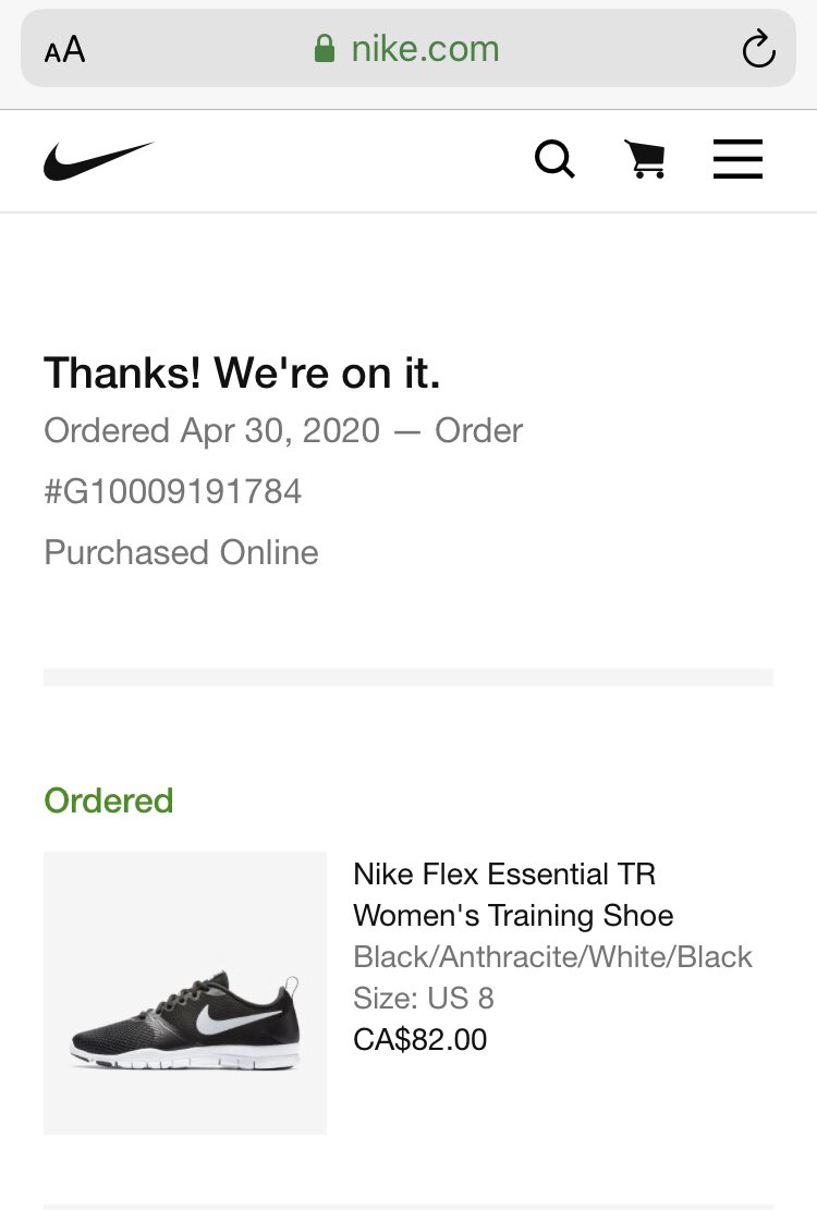 Increíble Colapso Australia 🚲🚲🚲 on Twitter: "Went to check the status of my online order on @Nike  @nikestore and see “Thanks! We're on it”. On what? What is the status of my  order exactly? Thank