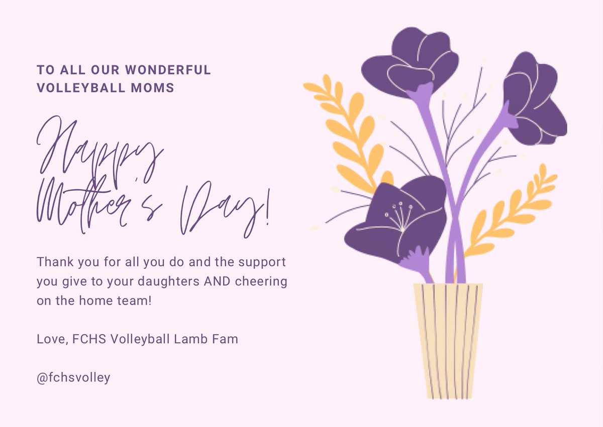 fchsvolley's tweet photo. HAPPY MOTHER’S DAY to all our wonderful volleyball moms out there who do so much for their daughters, support our volleyball program and cheer on our Lady Lambkins! We are so thankful for you. May today be filled with lots of love and joy! #lambfam #lambily #fchs #mothersday https://t.co/0mHcgxcIsM