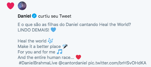 comentandolive's tweet photo. Venci na vida.. 😂
Daniel curtiu meu Tweet ❤️
#DanielBrahmaLive #LiveDoDaniel https://t.co/ixztmDLJj5