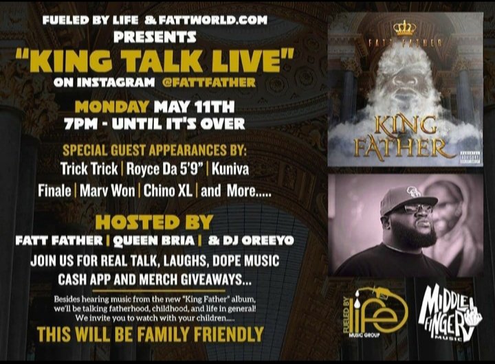 A_minus313's tweet photo. @FattFather Tomorrow 7pm May11th #KINGTALKLIVE 
@MFM_313 #DetroitHipHop https://t.co/HaJ0dgm9JJ