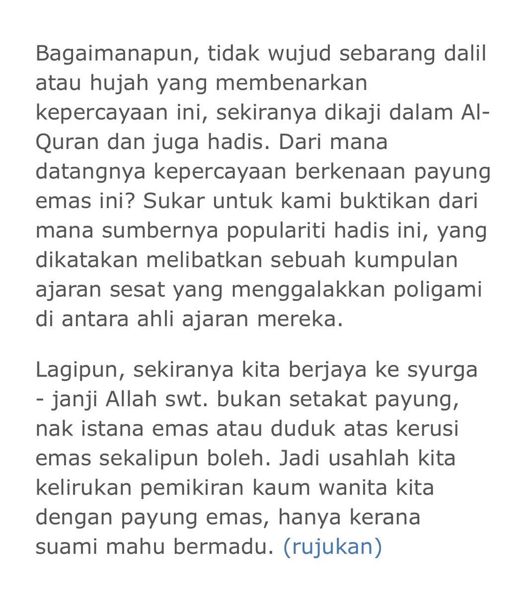 5. Payung emas bagi isteri yang bermadu/ membenarkan suami berkahwin lain