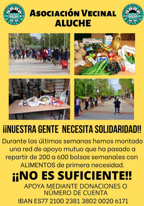 AVA_Aluche's tweet photo. Terminamos este hilo como siempre: dando gracias a todos los vecinos/as de Aluche y toda la buena gente que nos ayuda a mantener en pie esta #RedSolidariaDeAlimentosAVA con su trabajo y sus donaciones. Por vtrs somos, porque entre todas hacemos barrio. https://t.co/09veRghCeI
