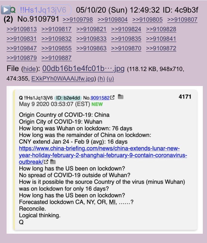 !!NEW Q - 4197!!12:49:32 EST Q posts previous Q 4171 about COVID-19 and the lockdown.  #QAnon @realDonaldTrump