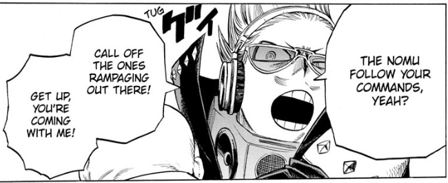 Kudos to Mic for not knocking Garaki out and keeping a level head. Prioritising of the success of the mission over his personal grudge is also something Aizawa did last chapter when he stayed back and let Mic handle it