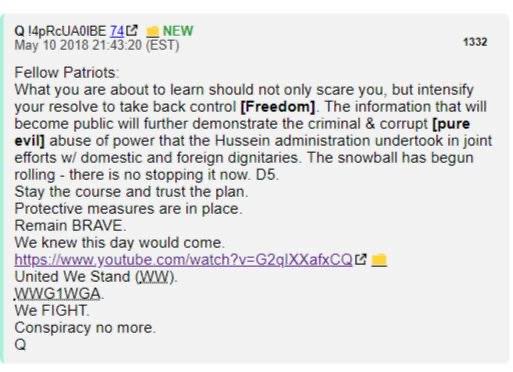 Adding the words from Q1332/ 5.10.2018. Fellow Patriots:What you are about to learn should not only scare you, but intensify your resolve to take back control [Freedom]. The information that will become public will further demonstrate the criminal & corrupt [pure evil](Cont)