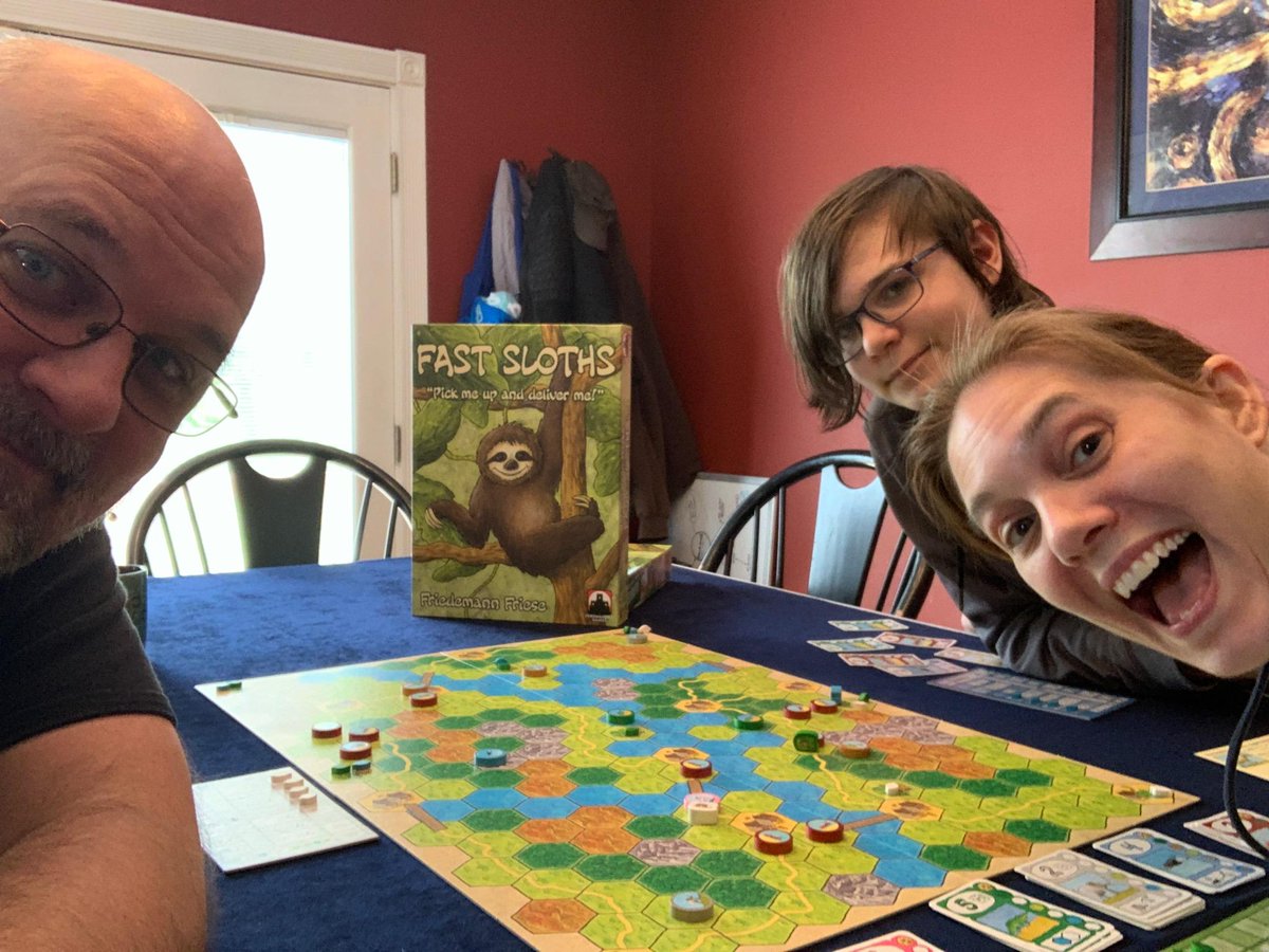 emilyd333's tweet photo. For Mother's Day Tommy agreed to play a game with us! :) 
(We had to play in the dining room because we still have Legends of Andor set up on the game table...) 
@GoodEnoughParty @StrongholdGames #FastSloths https://t.co/wBhptxdcQL